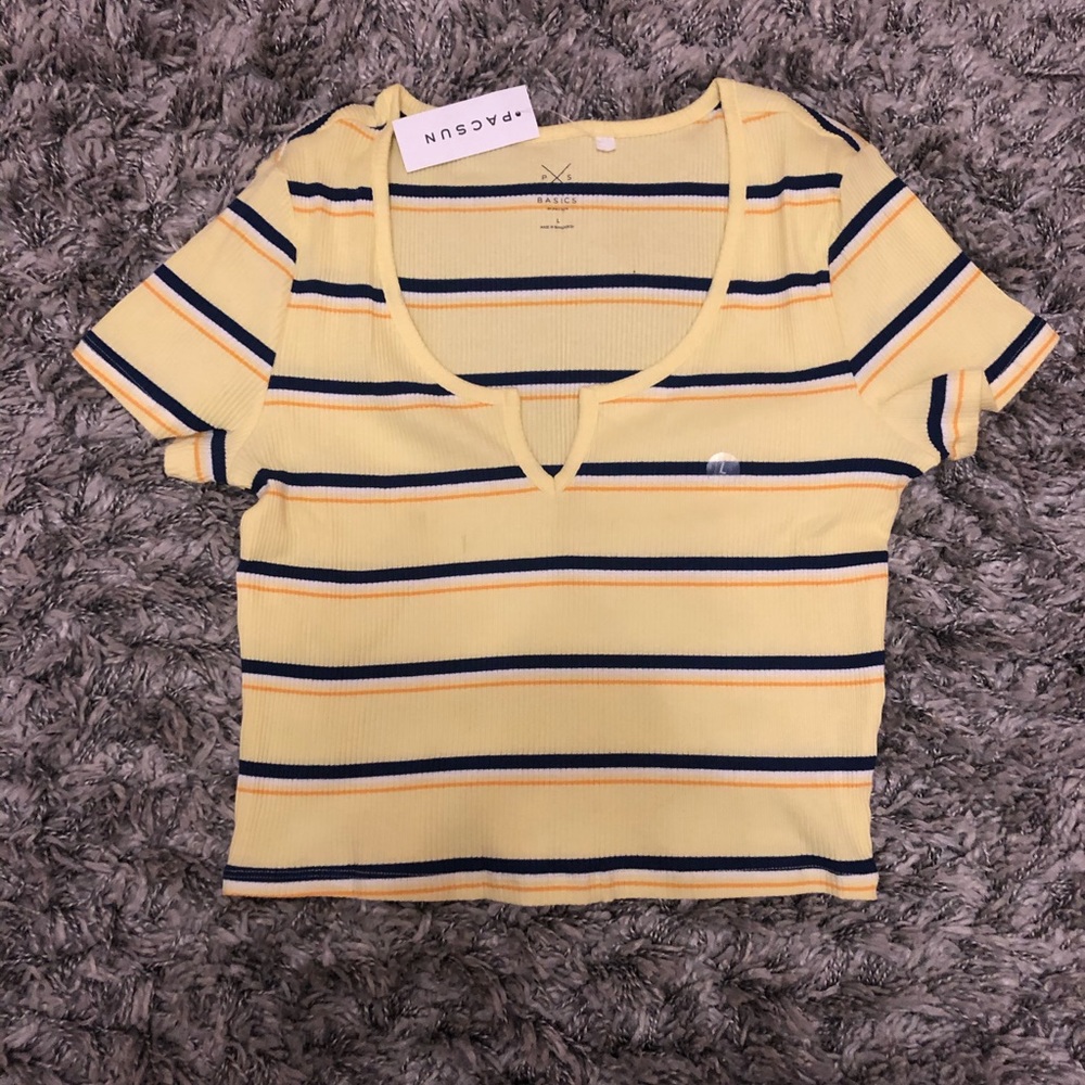 Yellow striped crop top